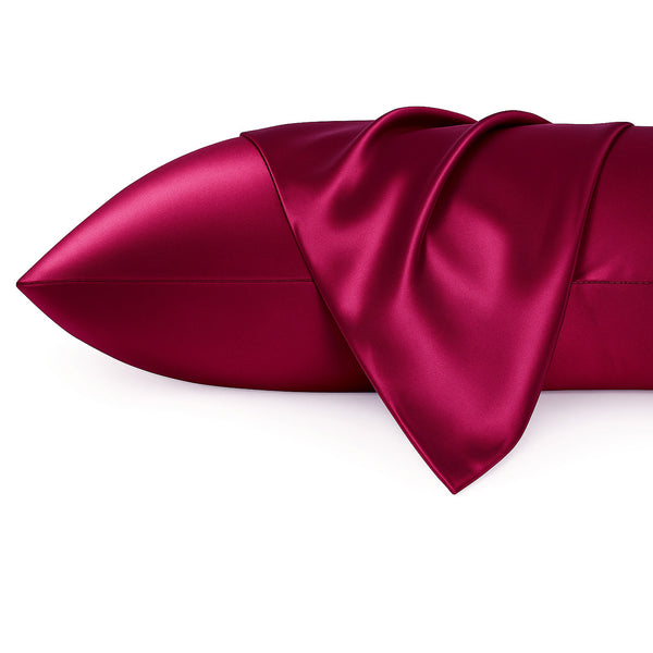 2 PIÈCES - Taie d'oreiller en satin Rouge 60 x 70 cm taille standard - Taie d'oreiller en satin soyeux