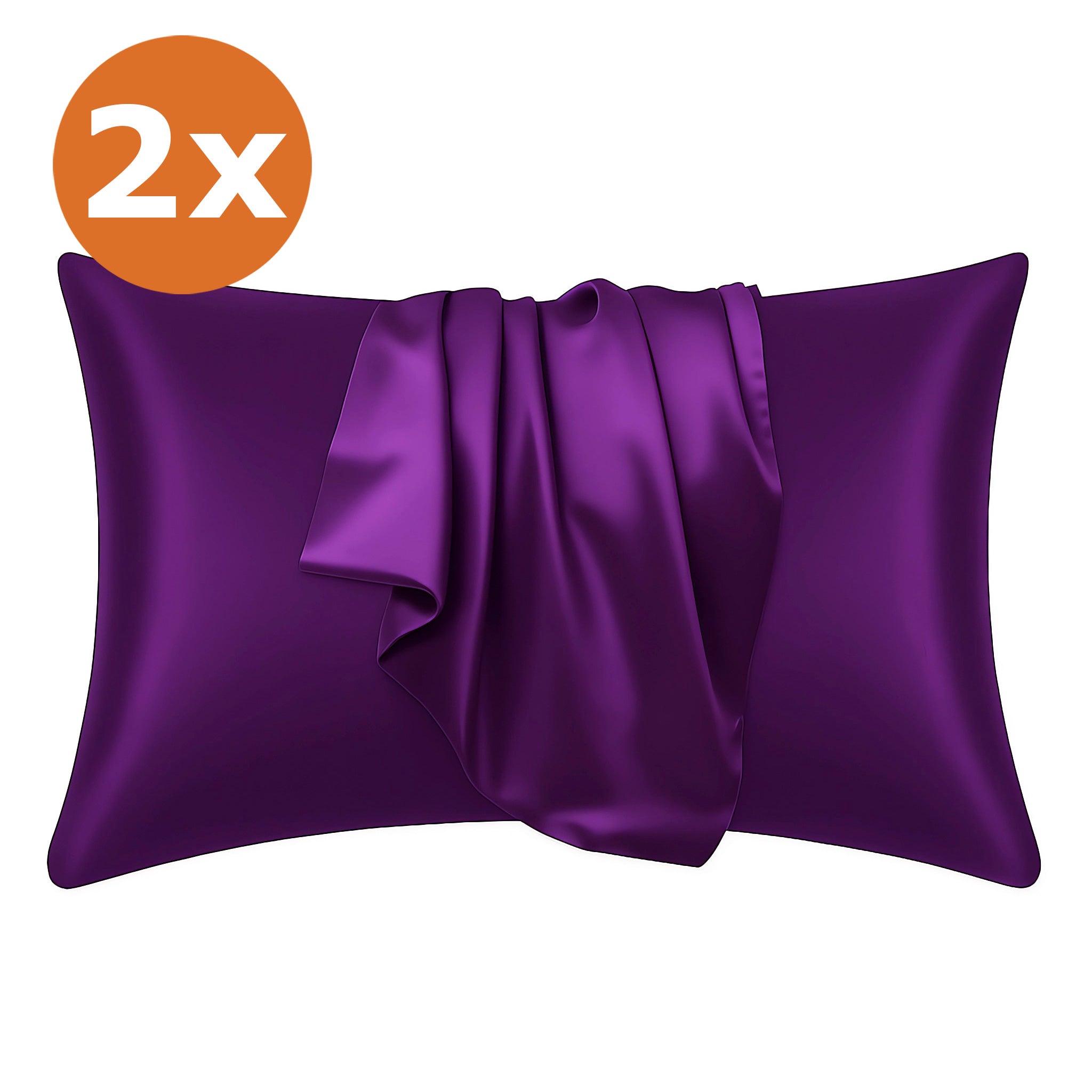 2 PIÈCES - Taie d'oreiller en satin Violet 60 x 70 cm taille standard - Taie d'oreiller en satin soyeux