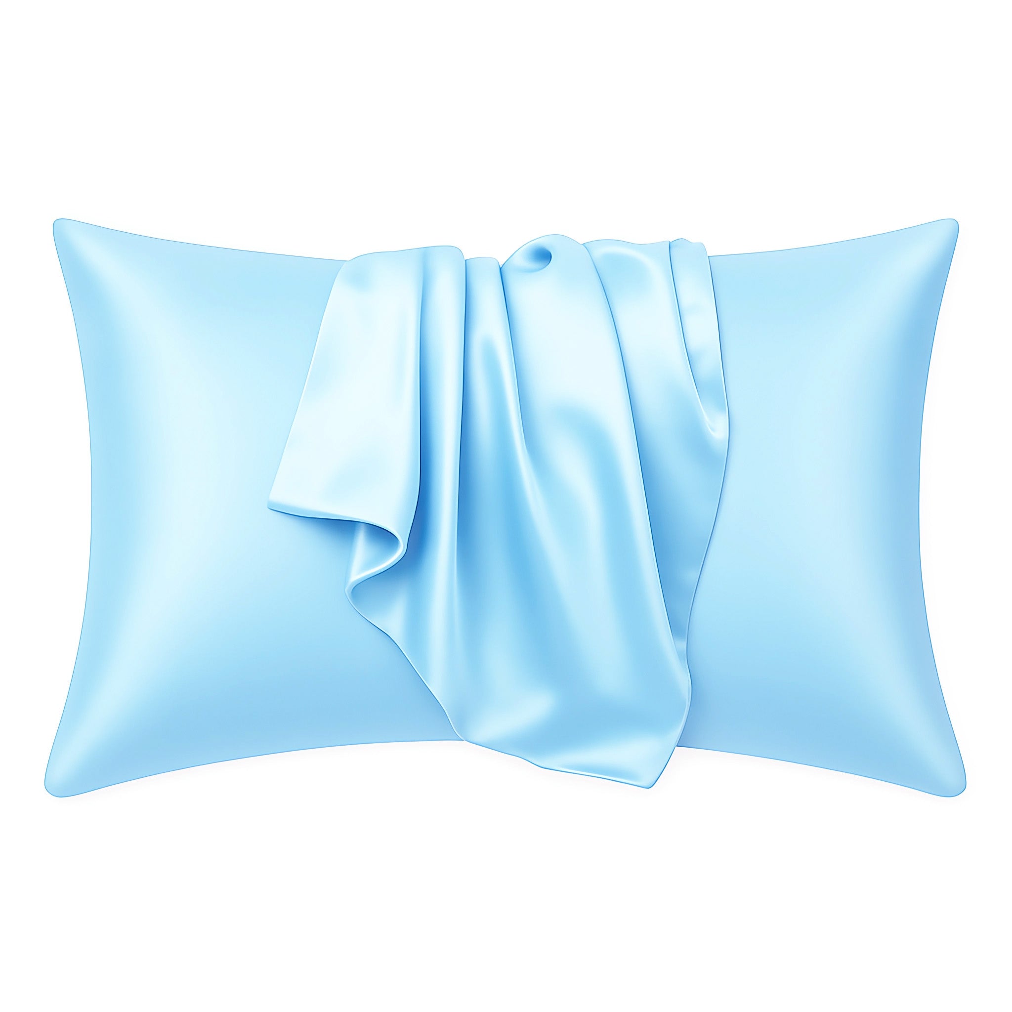 Taie d'oreiller en satin Bleu clair 60 x 70 cm taille standard - Taie d'oreiller en satin soyeux