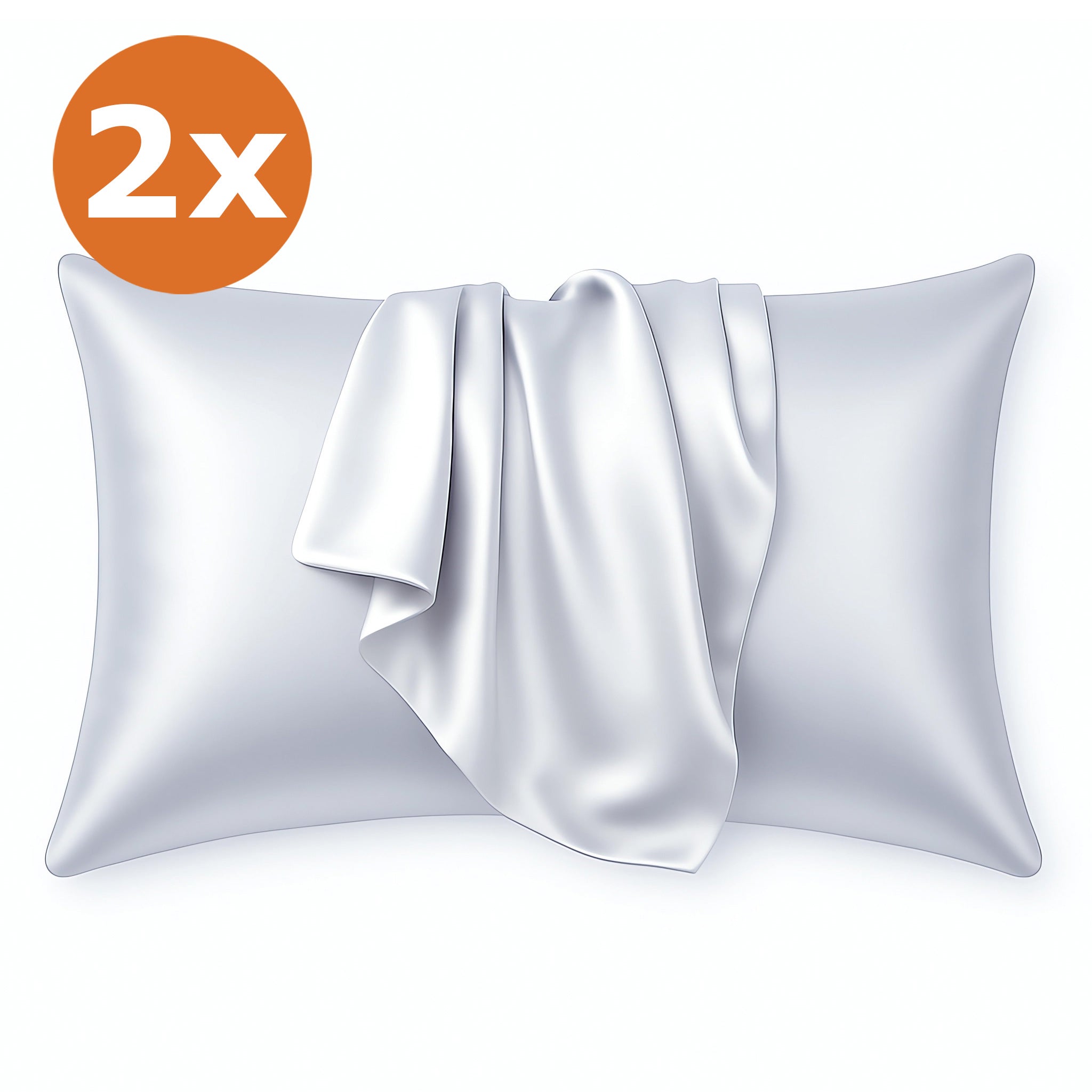 2 PIÈCES - Taie d'oreiller en satin Gris argenté 60 x 70 cm taille standard - Taie d'oreiller en satin soyeux