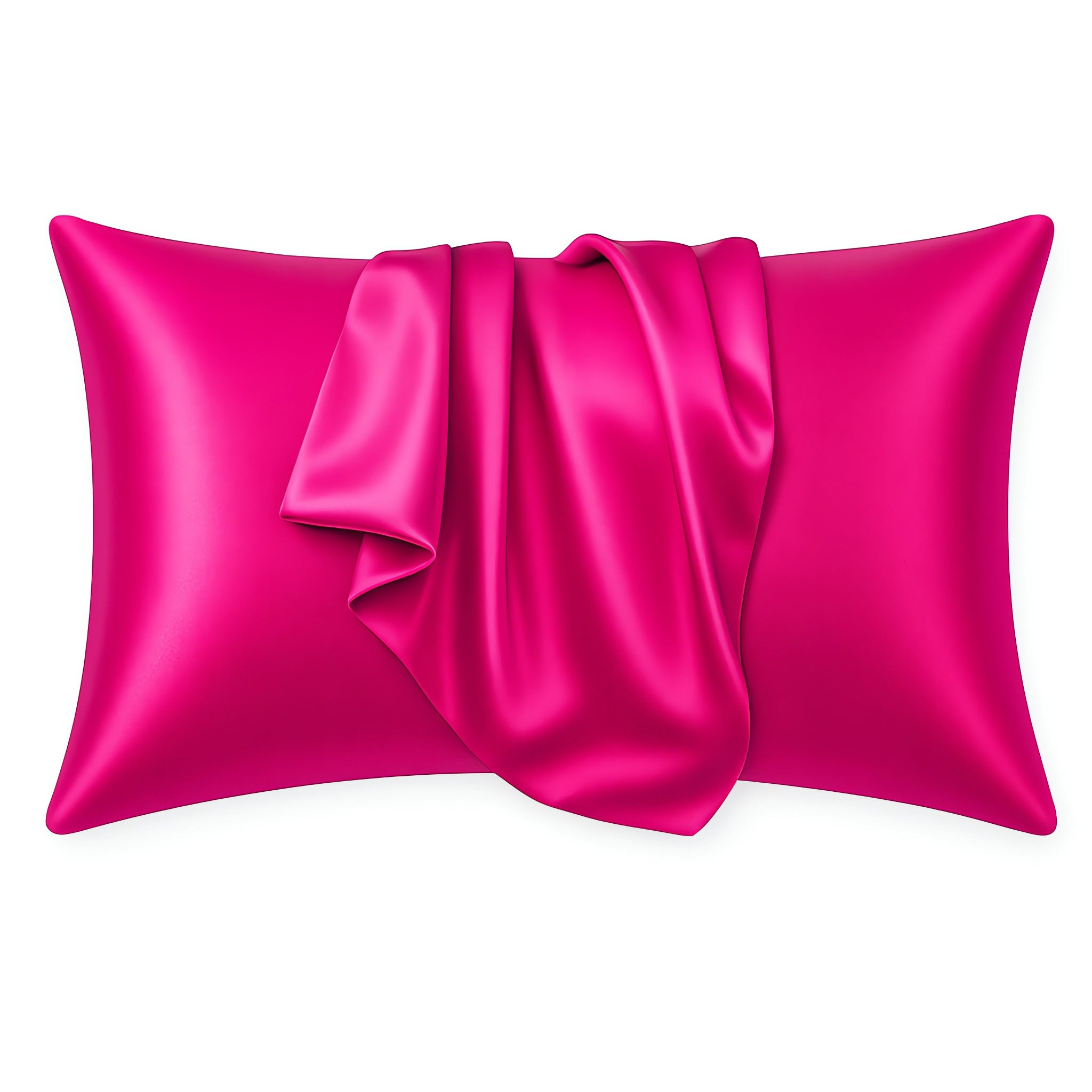 Taie d'oreiller en satin Fuchsia 60 x 70 cm taille standard - Taie d'oreiller en satin soyeux
