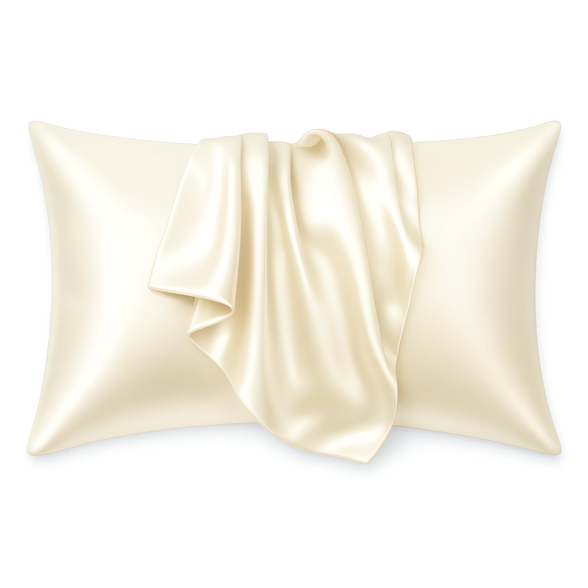 Taie d'oreiller en satin Ivoire 60 x 70 cm taille standard - Taie d'oreiller en satin soyeux