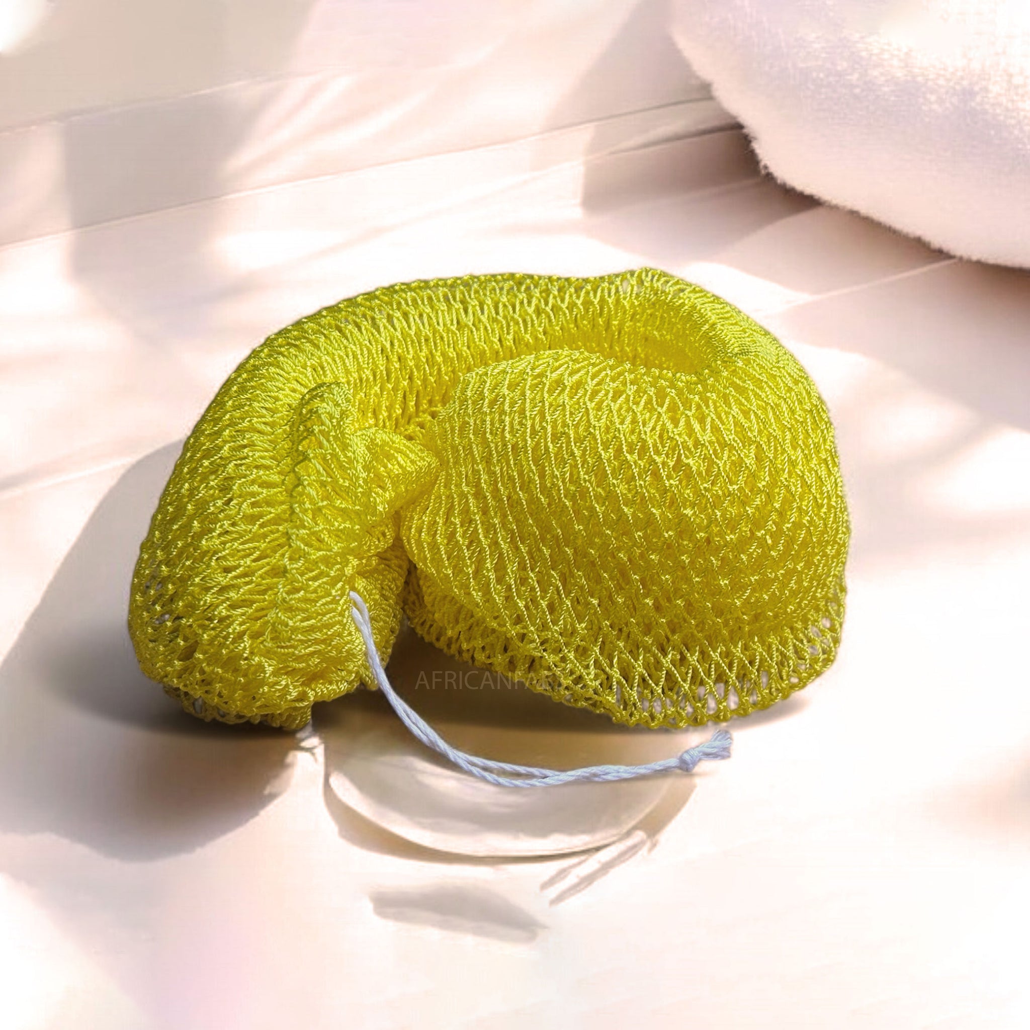 Éponge Africaine / Djampé / Sapo Sponge / filet pour se laver - Jaune