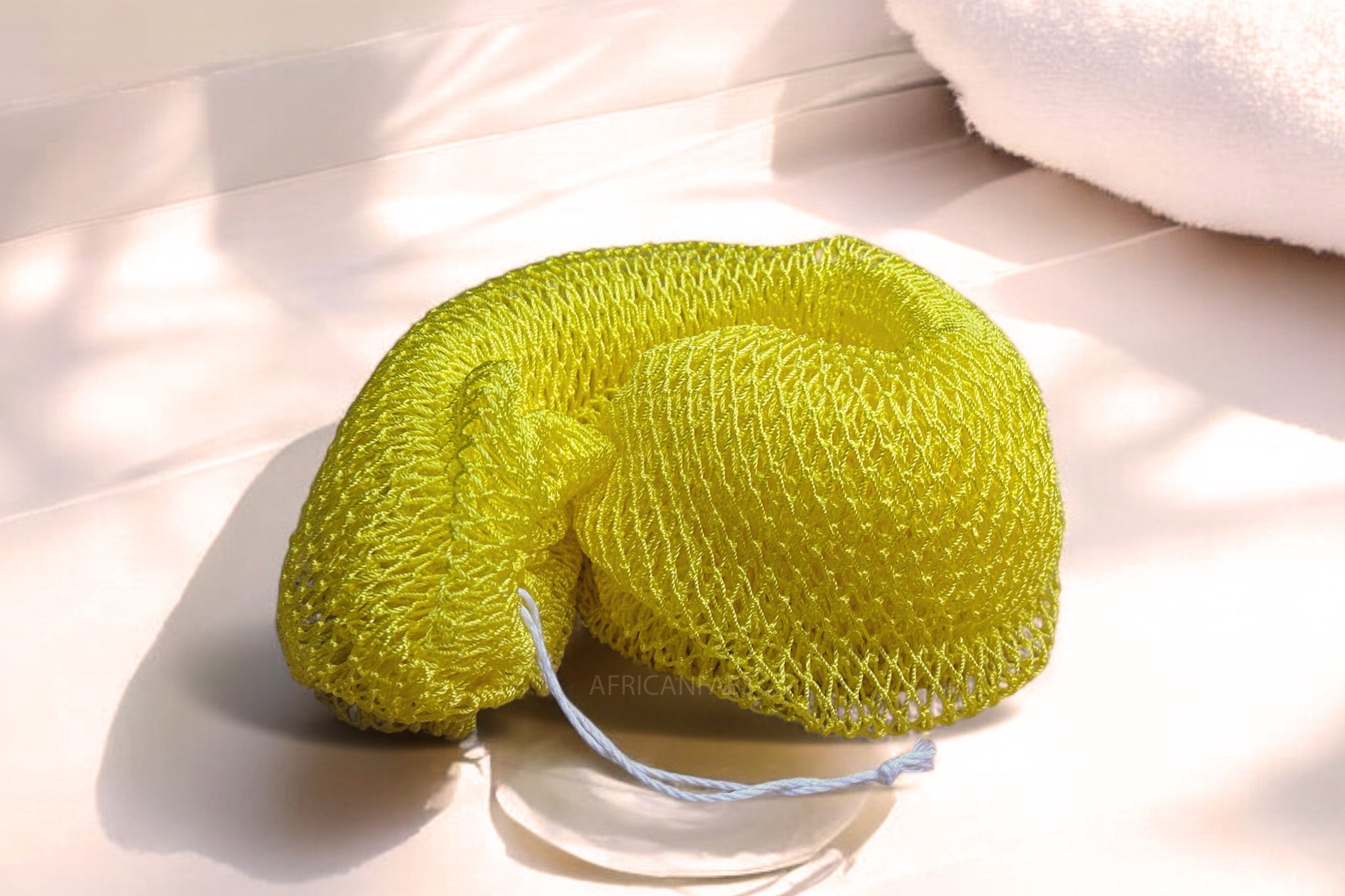 Éponge Africaine / Djampé / Sapo Sponge / filet pour se laver - Jaune
