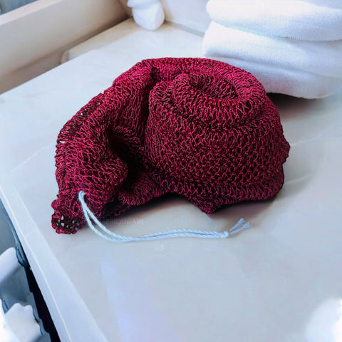 Éponge Africaine / Djampé / Sapo Sponge / filet pour se laver - Rouge bordeaux