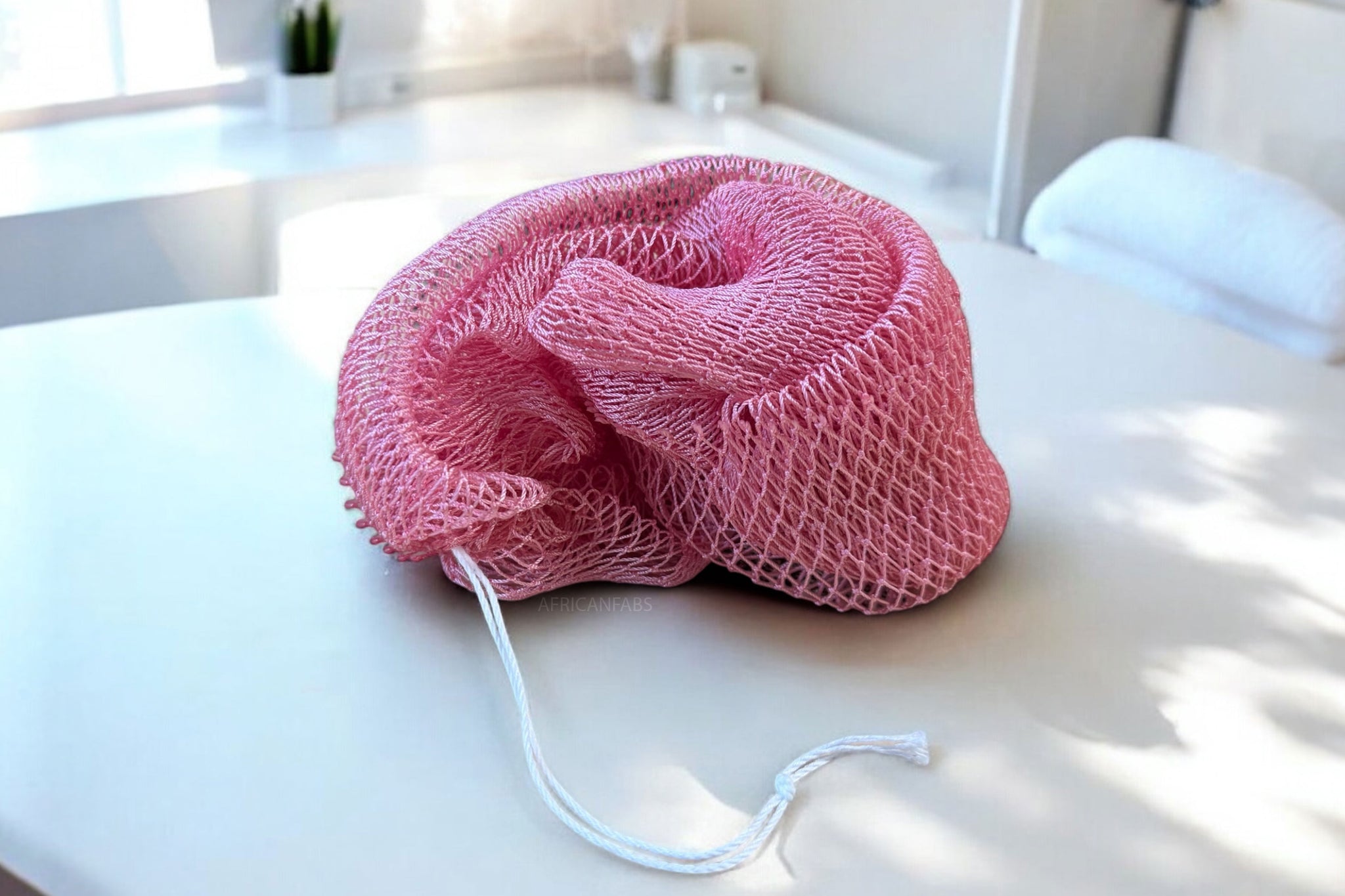 Éponge Africaine / Djampé / Sapo Sponge / filet pour se laver - Rose pastel