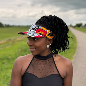 Casquettes pare-soleil à imprimé africain - Gris clair / fleurs rouges