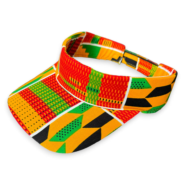 Casquettes pare-soleil à imprimé africain - Kente vert / jaune