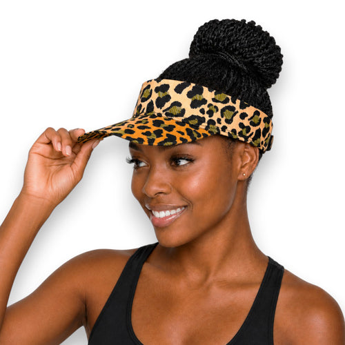 Casquettes pare-soleil à imprimé africain - Orange Beige Leopard Queen