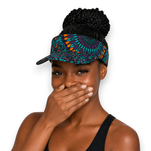 Casquettes pare-soleil à imprimé africain - Turquoise Violet Ocean Eye