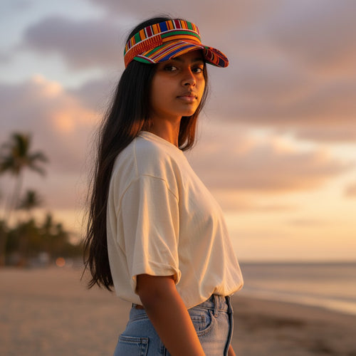 Casquettes pare-soleil à imprimé africain - Orange kente