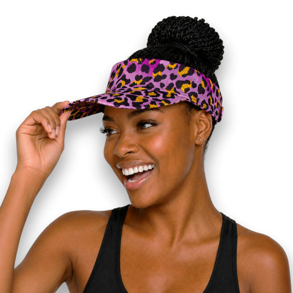 Casquettes pare-soleil à imprimé africain - Violet Léopard Spots