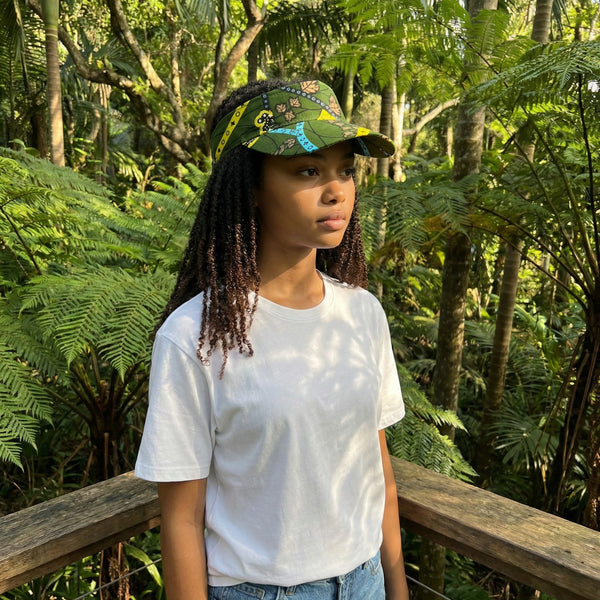 Casquettes pare-soleil à imprimé africain - Vert foncé Botanical Flow