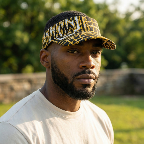 Casquettes pare-soleil à imprimé africain - Noir Jaune Ndop Cameroun