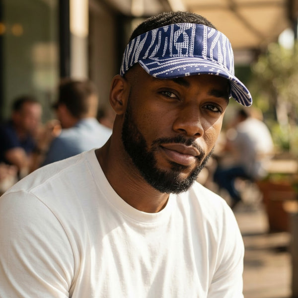Casquettes pare-soleil à imprimé africain - Blue Ndop Cameroun