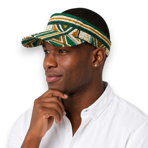 Casquettes pare-soleil à imprimé africain - Vert Bogolan Heritage