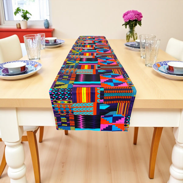 Chemin de table africain / nappe - Violet / Rose Kente