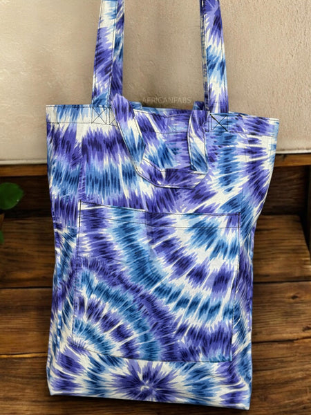 Sac cabas imprimé africain - Bleu Tie Dye - Sacs fourre-tout / Sac en Toile en coton réutilisable