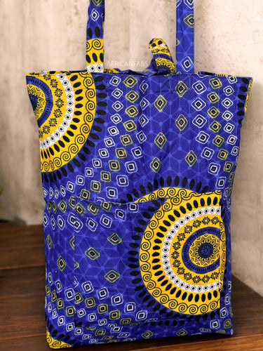 Sac cabas imprimé africain - Bleu Dotted Patterns  - Sacs fourre-tout / Sac en Toile en coton réutilisable