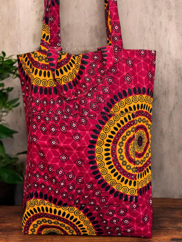 Sac cabas imprimé africain - Rouge Dotted Patterns  - Sacs fourre-tout / Sac en Toile en coton réutilisable