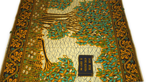 Tissu VLISCO Wax Hollandais - Turquoise Jaune Fallen tree VL00562 Limited Edition