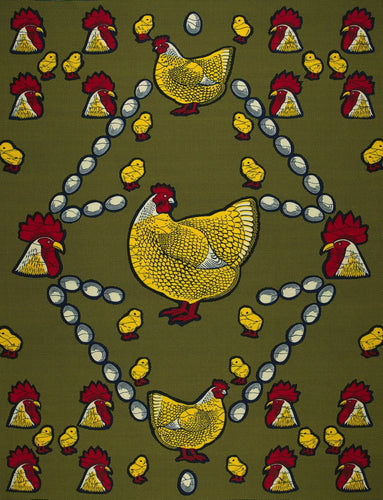 Tissu VLISCO Wax Hollandais - Jaune Rouge Happy family VL0H628