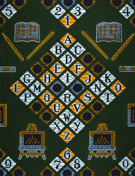 Tissu VLISCO Wax Hollandais - Vert ABC VL00017