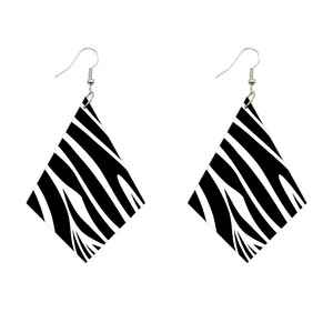 Boucles d'oreilles africaines en forme de losange - Zebra