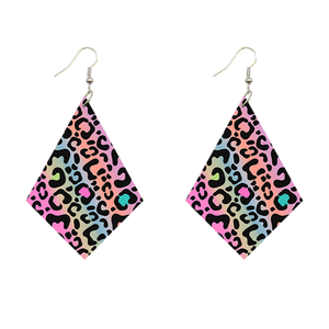 Boucles d'oreilles africaines en forme de losange - Leopard