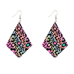 Boucles d'oreilles africaines en forme de losange - Leopard