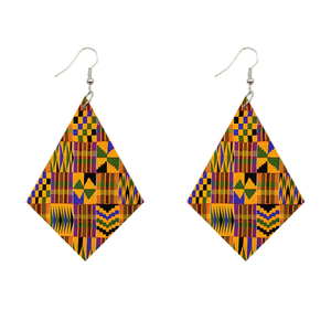 Boucles d'oreilles africaines en forme de losange - Samakaka rouge