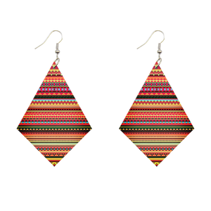 Boucles d'oreilles africaines en forme de losange - Stripes