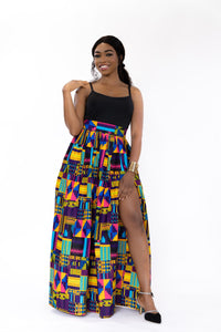 Jupe longue à imprimé africain - Multicolore Kinte