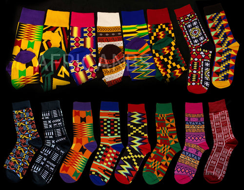 Chaussettes africaines / chaussettes afro / chaussettes kente - Rouge multicolor
