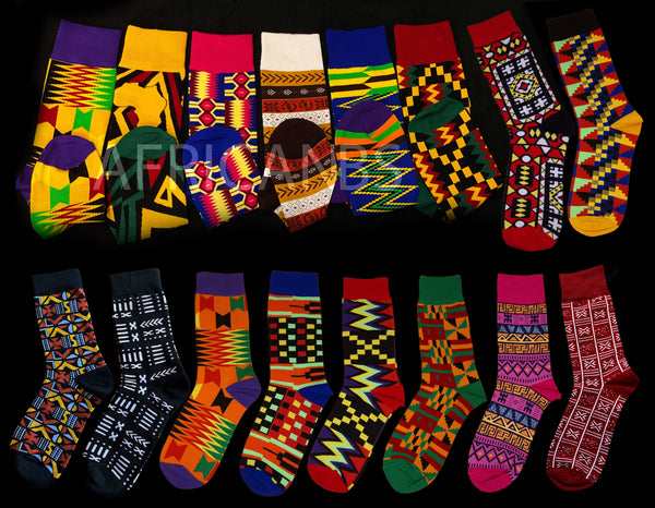 Chaussettes africaines / chaussettes afro / chaussettes kente - Noir / Violet / Rouge