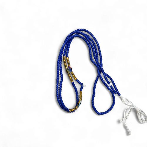 (Important : veuillez lire) Baya Bijoux / Bine Bine / Waist Beads / Perles De Taille africaine - Bleu (non élastique) 