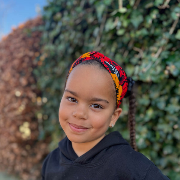 Bandeau imprimé africain - Enfants - Accessoires pour cheveux - Fleur rouge