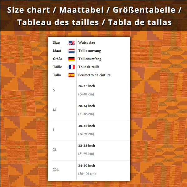 Mini-jupe à imprimé africain - Rouge Orange Bogolan Symbols
