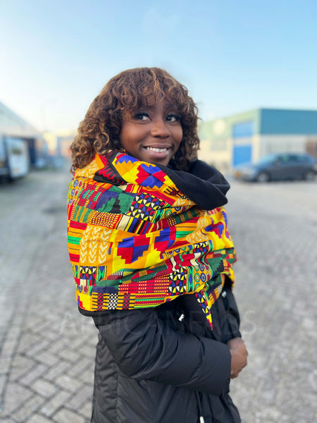 Imprimé africain Echarpes d'hiver pour adultes Unisex - Jaune / Vert Kente