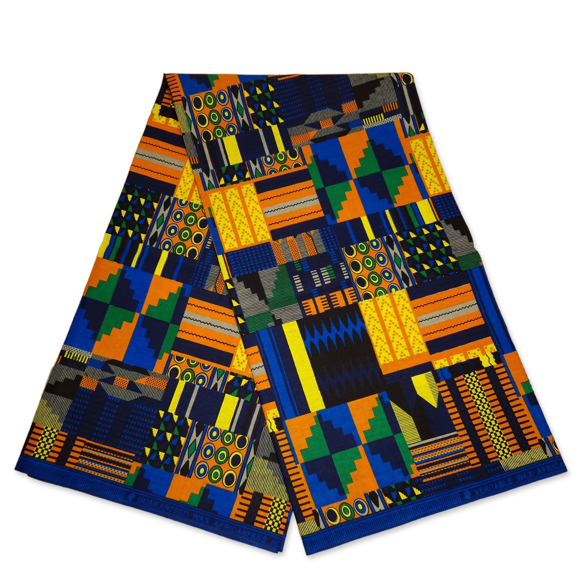 Tissu kente Bleu / Orange Kinte pagne imprimé / tissu Ghana AF-4027 - 100% coton