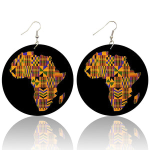 Le continent africain en kente | Boucles d'oreilles africaines