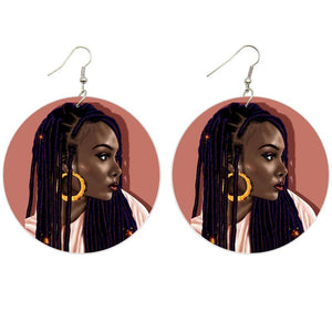 Boucles d'oreilles africaines en bois | Dreadlock lady