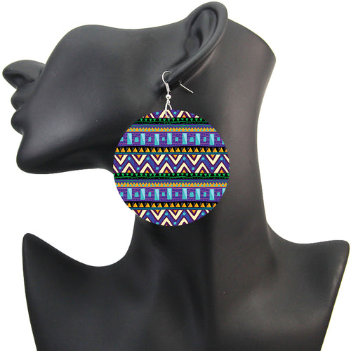Bleu / Vert Les modèles tribaux | Boucles d'oreilles africaines