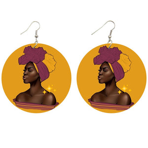 Rose - turban wax woman | Boucles d'oreilles africaines