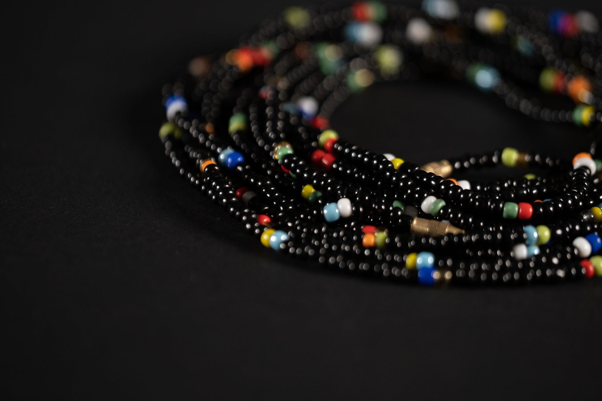 Waist Beads / Chaine de taille africaine - IDEN - Noir (élastique)