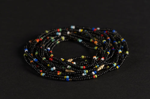 Waist Beads / Chaine de taille africaine - IDEN - Noir (élastique)