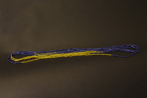 Waist Beads / Chaine de taille africaine - ABEHE - Bleu / jaune-vert (élastique)
