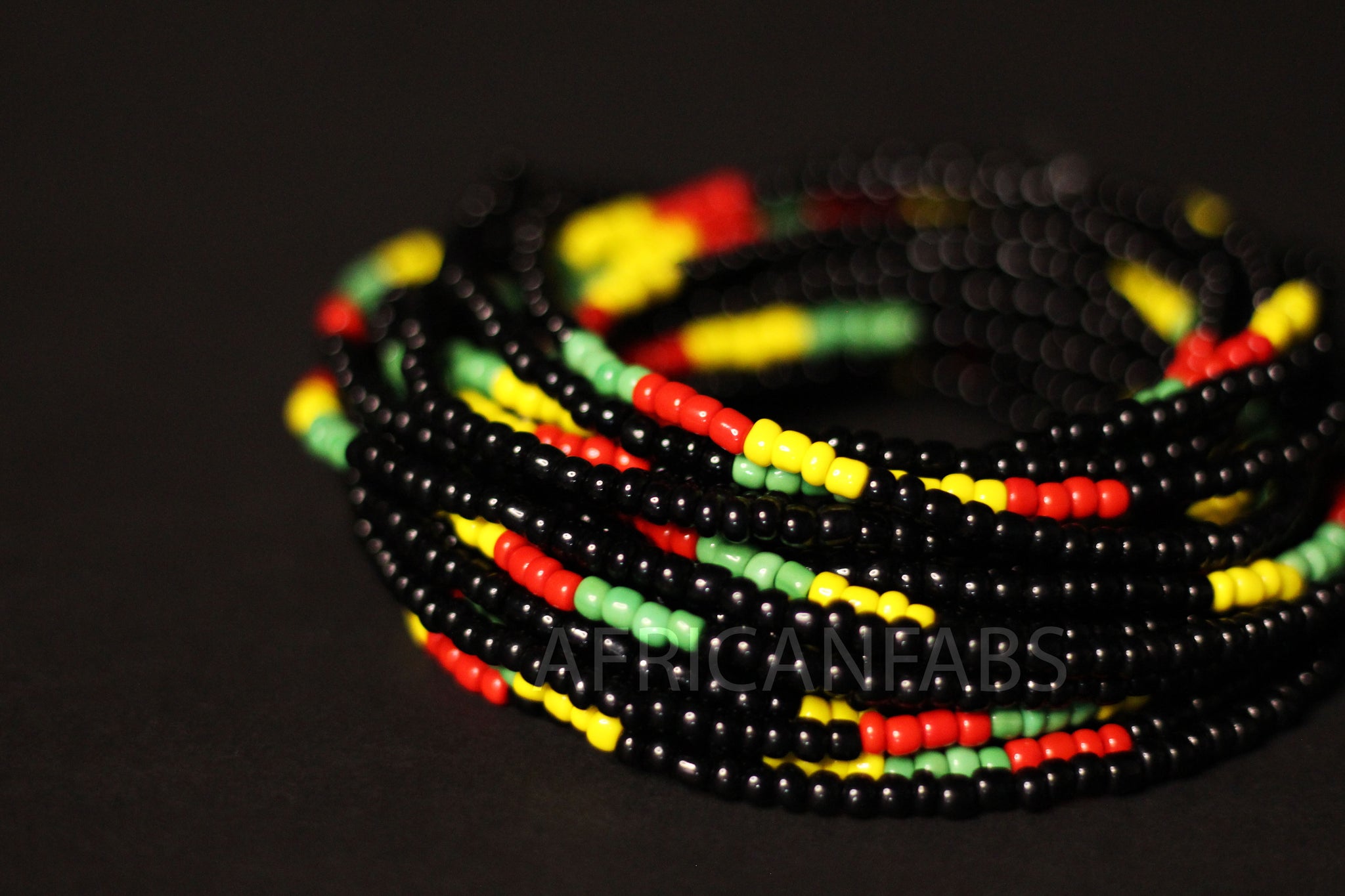 Waist Beads / Chaine de taille africaine - ITOHAN - Noir multicolore (élastique)