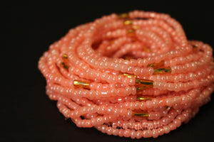 Waist Beads / Chaine de taille africaine - OSAZE - pêche / or (élastique)