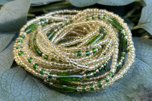 Waist Beads / Chaine de taille africaine - ADAMAZA - Vert (élastique)